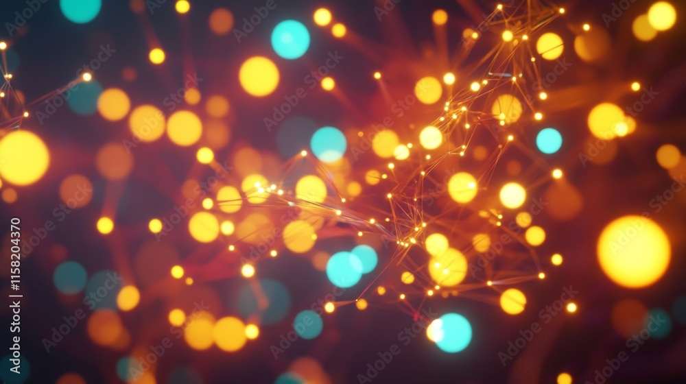 Abstract Futuristic Neural Network and Energy Flow Digital Artwork