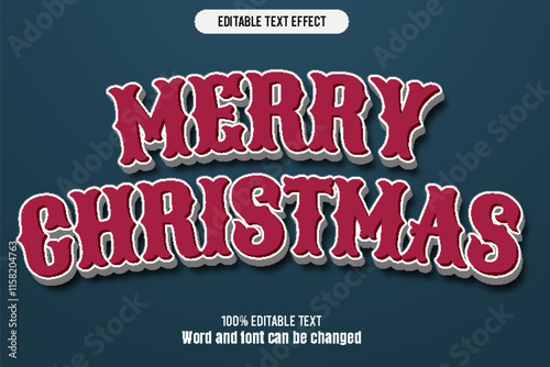 Merry christmas editable text effect 3d emboss retro vintage