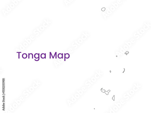 High detailed map of Tonga. Outline map of Tonga. Oceania