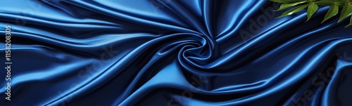 Elegant silk fabric with smooth texture and soft shiny waves in purple and blue, creating a luxurious backdrop with a refined design and drapery effect