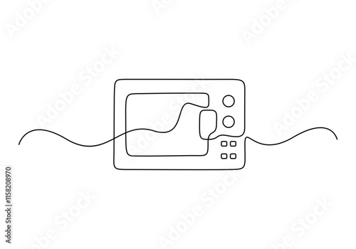 Continuous one line drawing microwave. Home appliances concept. Single line draw design vector illustration