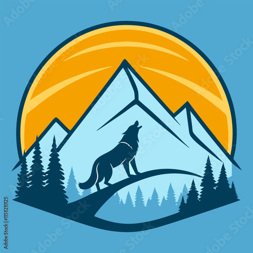 wolf howling at the mountain logo photo