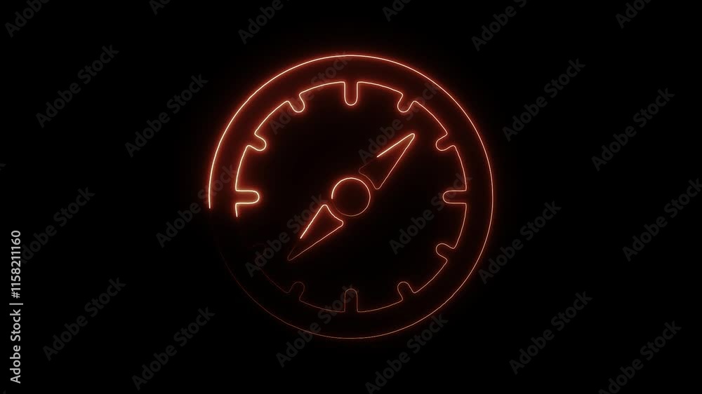 Glowing Neon Compass Icon Animation on Black Background, HD Navigation and Direction Motion Graphic Glowing Neon Compass Icon Animation on Black Background, HD Navigation and Direction Motion Graphic