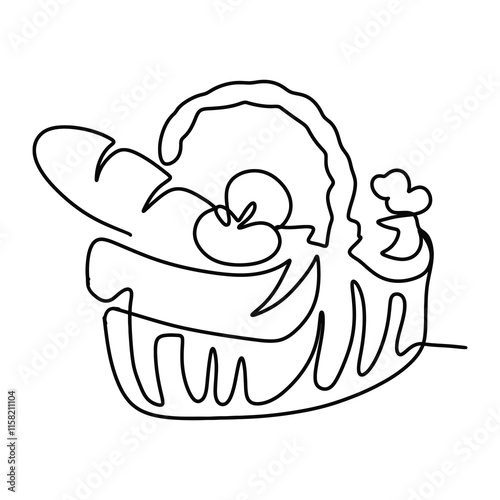 Picnic Food Drink Graphic Design Line Art Vector Decoration