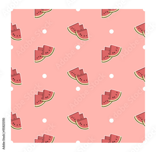 Watermelon and circle fabric pattern