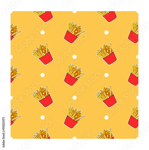 French fry and circle fabric pattern