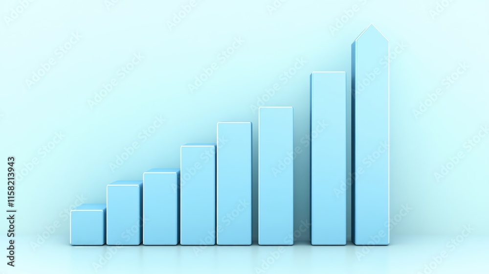 Blue Bar Graph Showing Incremental Growth on a Soft Background Blue Bar Graph Showing Incremental Growth on a Soft Background