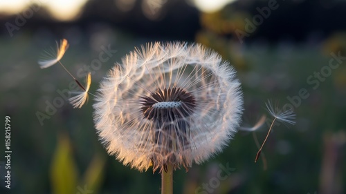  Dandelion Seed Head Blowing in the Wind - Nature Wallpaper photo