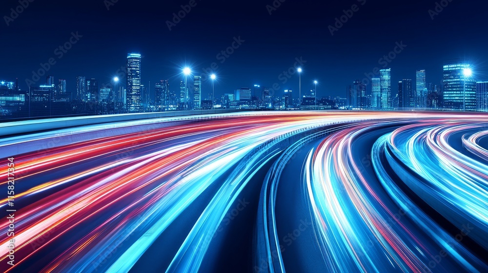 Fototapeta premium City traffic light trails at night.