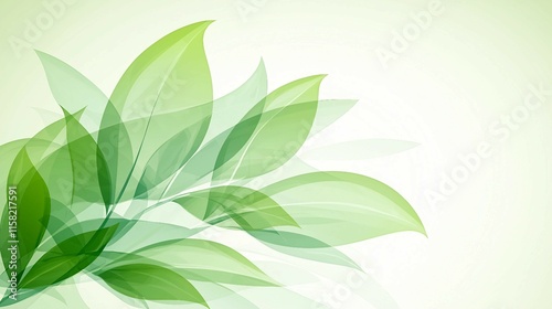 Soft Green Leaves Floating on a Light Background for Nature Themes