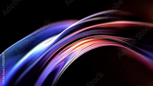 Abstract Animation of Wave, Curve, and Flow: 4K Seamless Looped Video with Color Refraction Effect, 3D Render Background.