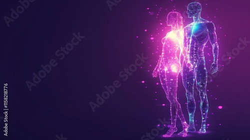 Wallpaper Mural Digital art of glowing human figures together. Torontodigital.ca