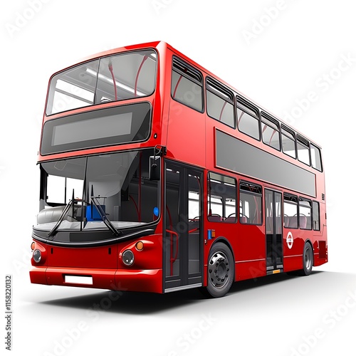 Red city bus on a white background.