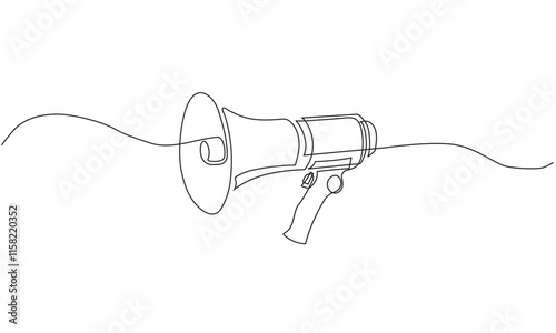 Megaphone Single Line Drawing Illustration on White Background vector illustration