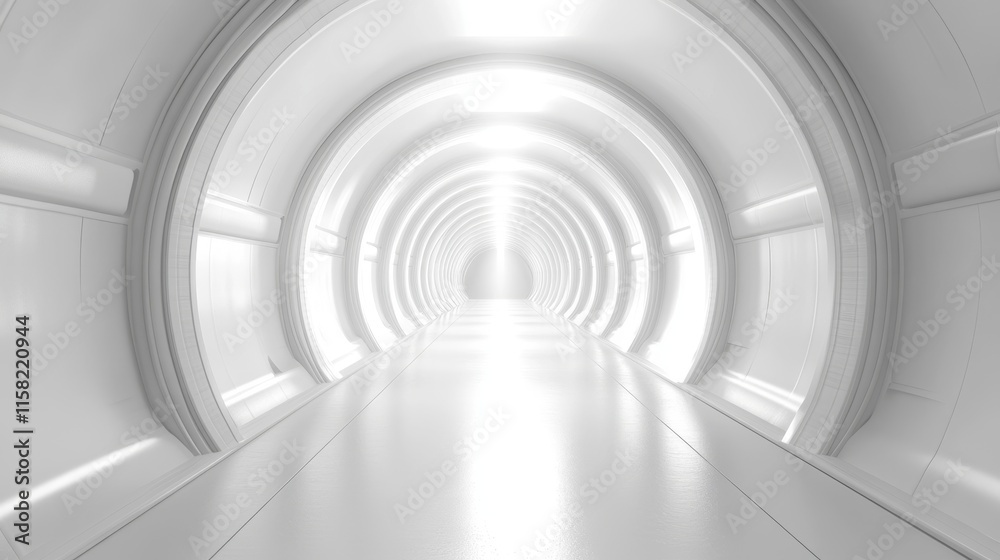 Futuristic white tunnel with bright illumination. Futuristic white tunnel with bright illumination.