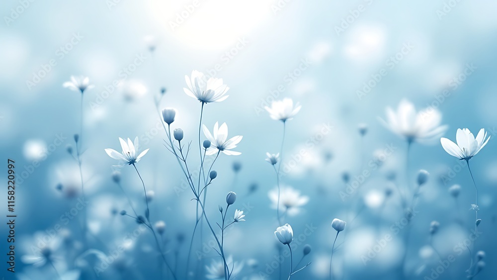 Artistic shadow play of flowers against a dreamy, cloudy backdrop Artistic shadow play of flowers against a dreamy, cloudy backdrop