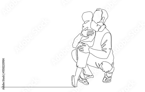 Father and Child Embrace Line Art Illustration vector illustration