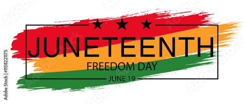 Juneteenth Freedom Day June 19 Red Gold Green Paint Stroke Graphic vector illustration