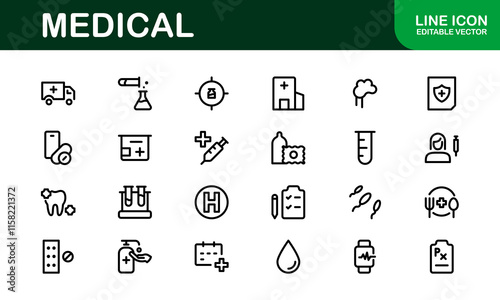 Premium Medical Icons. Perfect Vector Designs for Healthcare, Hospitals, Medicine, and Health Apps in Outline and Flat Styles. photo