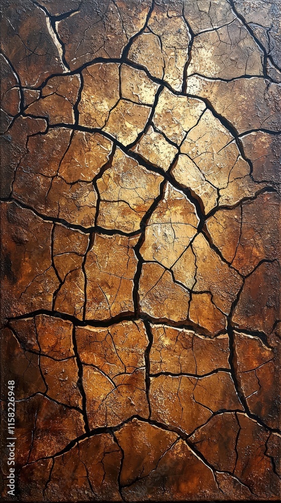 Close-up of cracked, dry earth in rich Mocha Mousse tones, highlighting intricate natural patterns and textures. Perfect for earthy, abstract visuals.. Close-up of cracked, dry earth in rich Mocha Mousse tones, highlighting intricate natural patterns and textures. Perfect for earthy, abstract visuals..