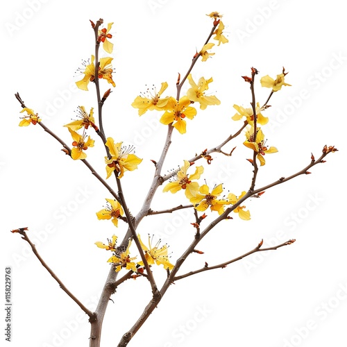 Watercolor branch of linden isolated on white background. Hand drawn illustration.