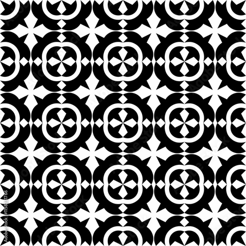 Seamless abstract geometric pattern in black and white, creating an elegant and modern impression. Suitable for backgrounds, wallpapers, textiles, fabrics, etc.
