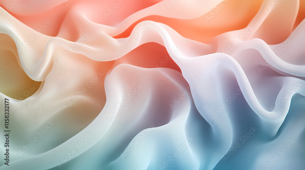 Obraz premium Pastel Dream: Soft, flowing fabric in a rainbow of pastel colors creates a dreamy, ethereal texture. Perfect for backgrounds, fashion, and design projects. 
