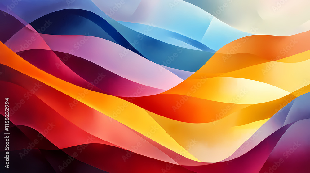 Fototapeta premium Vibrant Hues Abstract: A mesmerizing display of flowing, colorful fabrics creating a dynamic and energetic abstract art piece. Perfect for designs needing a splash of color and movement. 