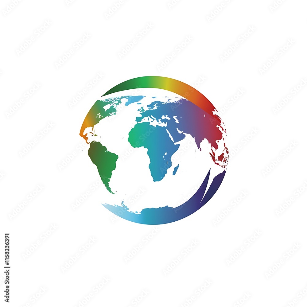 Fototapeta premium World Map Icon Logo Design Element. Abstract Globe