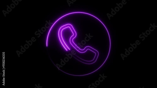 Wallpaper Mural Glowing Neon Call Icon with Smooth Animation on Black Background - HD Motion Graphics Video Torontodigital.ca