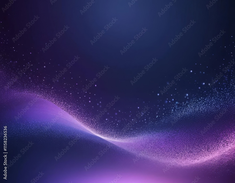Obraz premium Abstract Purple and Blue Wave with Glowing Particles on Dark Background
