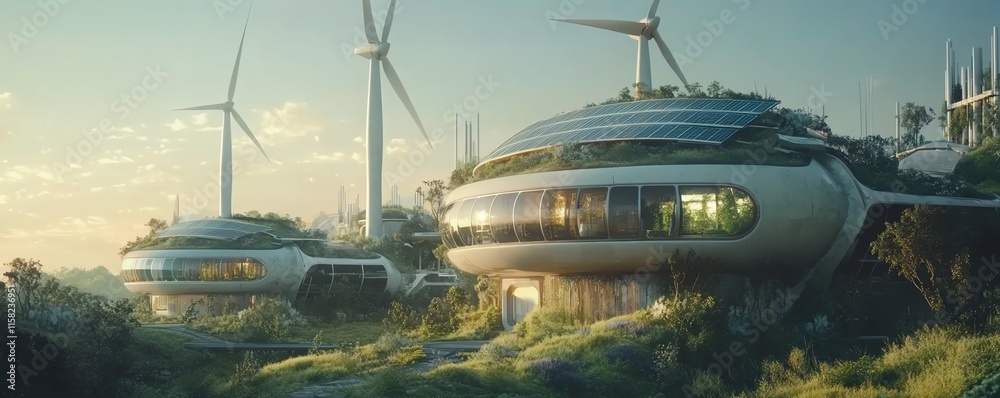 Fototapeta premium Futuristic renewable energy farm