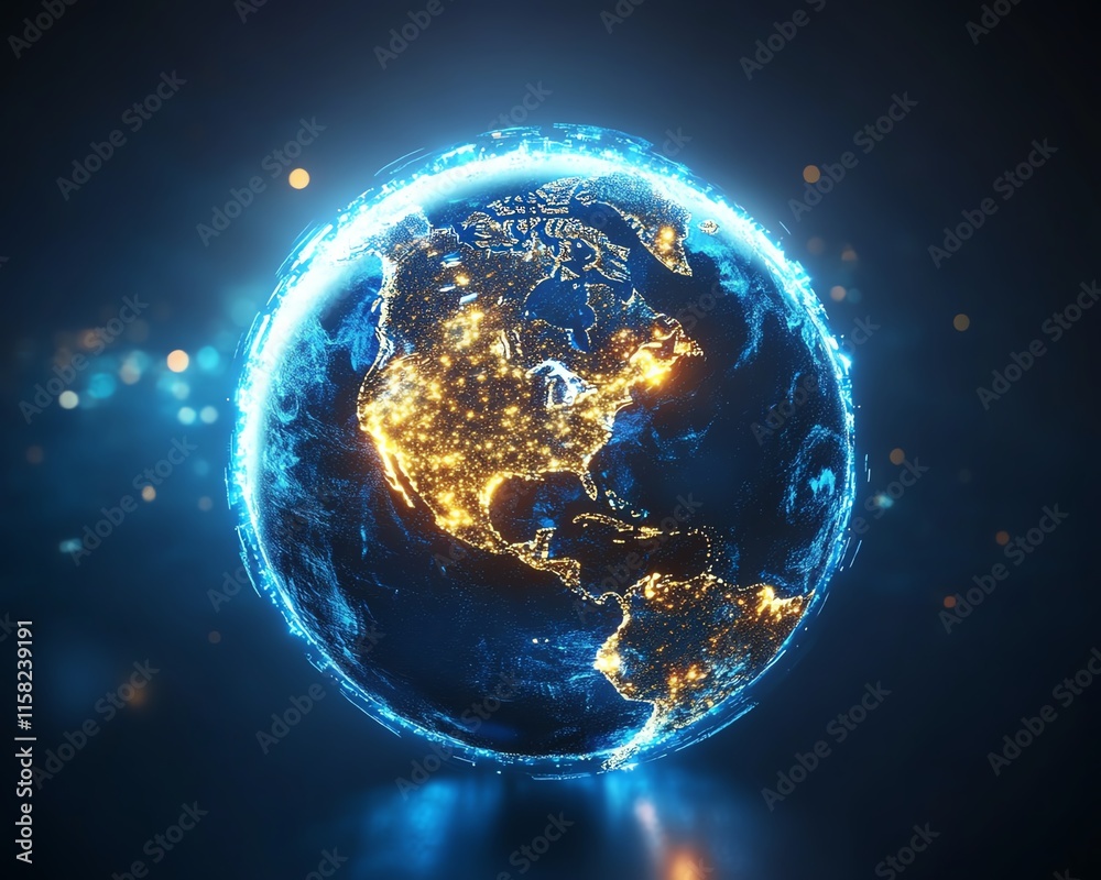 Obraz premium Cyber technology and global network connectivity