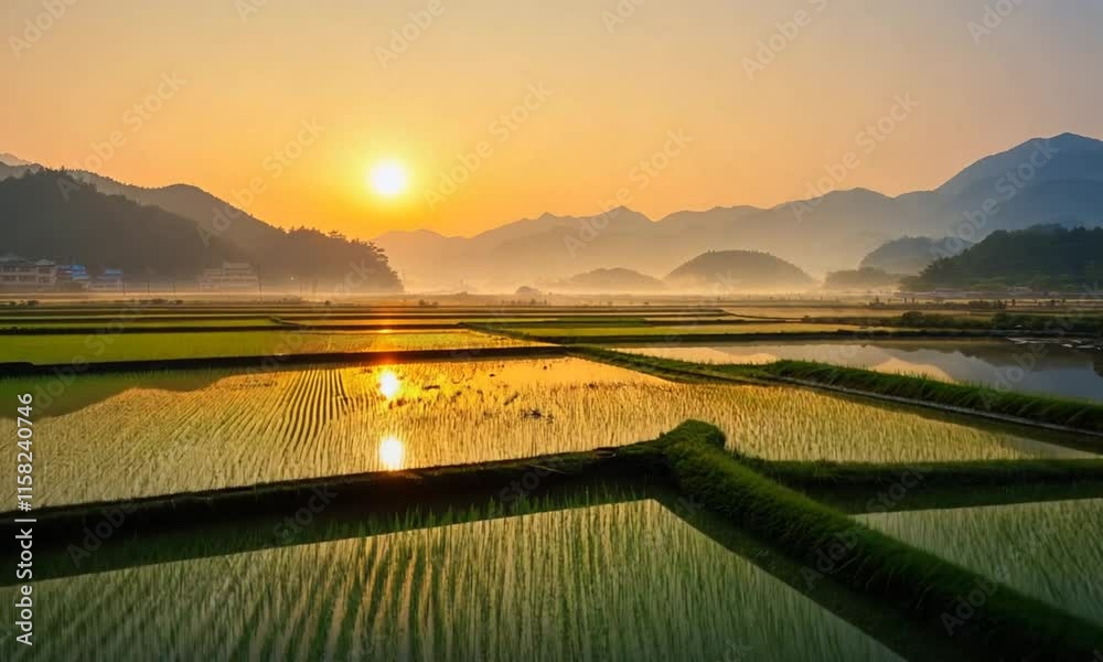 sunrise from the field in landcape for dekstop wallpaper