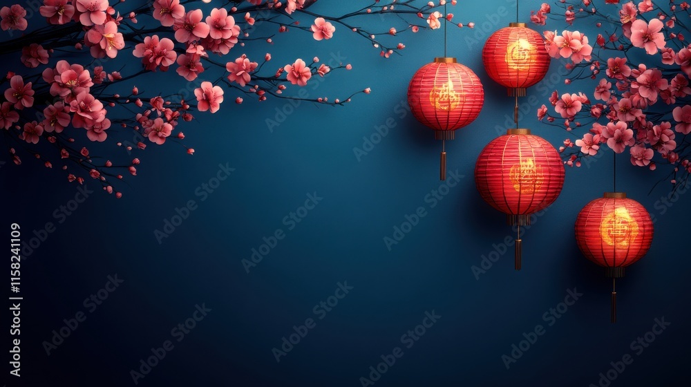 Fototapeta premium Celebrate chinese new year with joyous lunar new year wishes beautiful illustrations and festive backgrounds for a memorable celebration