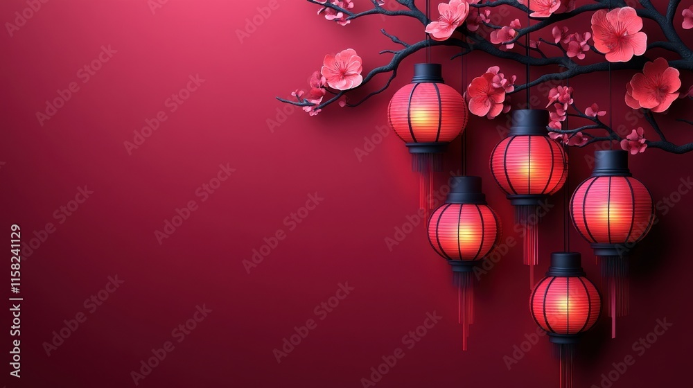 Fototapeta premium Celebrate chinese new year with vibrant lunar new year wishes illustrations in a festive background