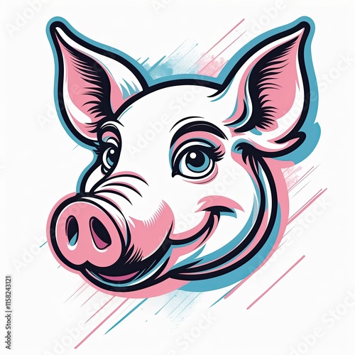Wallpaper Mural Pig head logo in colored and modern vector with white background Torontodigital.ca