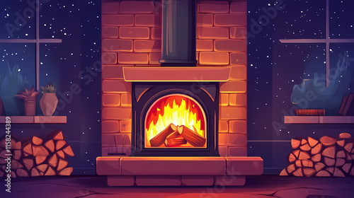 stoves cartoon fireplaces photo