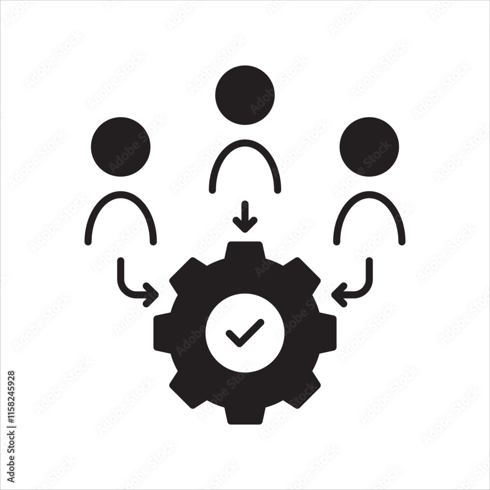 Teamwork glyph icon with white background vector stock illustration Teamwork glyph icon with white background vector stock illustration