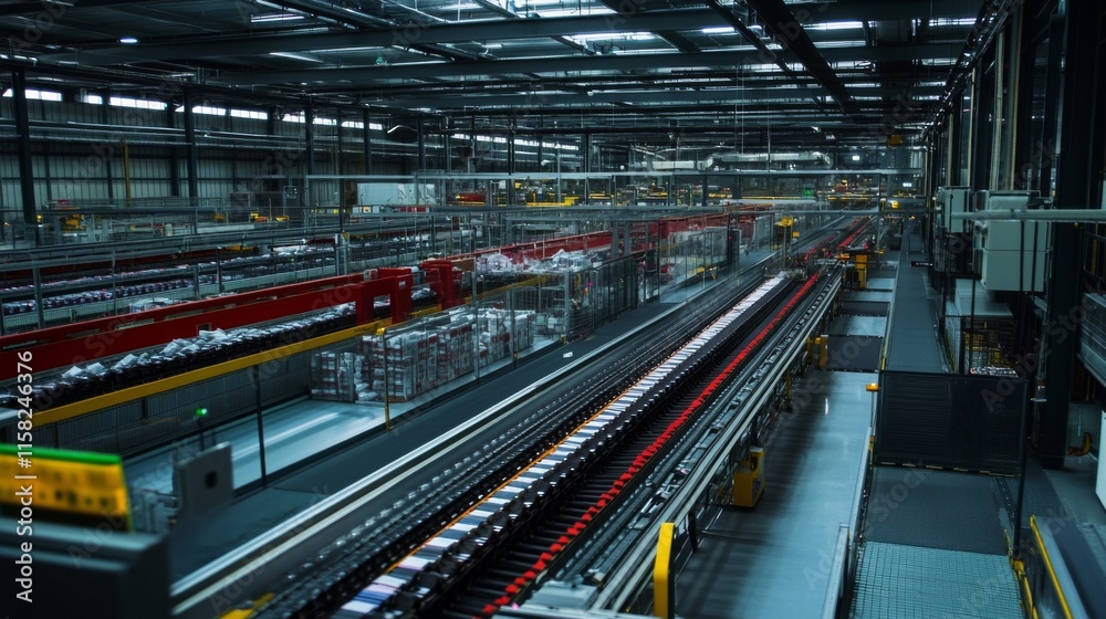 Mail sorting facility with automated machinery efficiently processing and organizing large volumes of mail, showcasing the importance of technology in modern logistics and postal services.