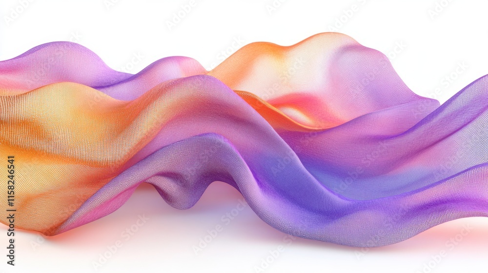 Abstract Colorful Fabric Waves: A Serene and Elegant 3D Render of Flowing Textile Abstract Colorful Fabric Waves: A Serene and Elegant 3D Render of Flowing Textile