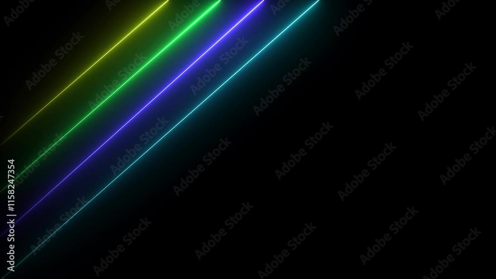 Neon Light Glowing 4 Color Seamless animation on black background Abstract neon 4 colors glowing lines animated. Abstraction neon Lines moving up screen saver. Neon Light Glowing 4 Color Seamless animation on black background Abstract neon 4 colors glowing lines animated. Abstraction neon Lines moving up screen saver.