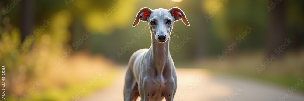 Golden Hour Gaze An Italian Greyhound Stares Intently Into The Lens Against A Softly Blurred Natural Background At Dusk Golden Hour Gaze An Italian Greyhound Stares Intently Into The Lens Against A Softly Blurred Natural Background At Dusk