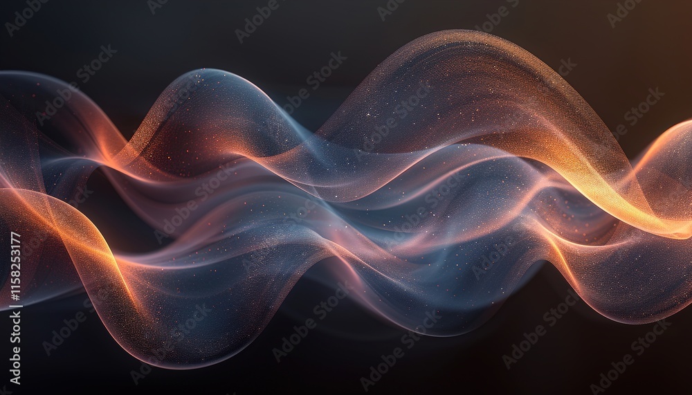 Obraz premium Abstract blue glowing wave on dark background. 