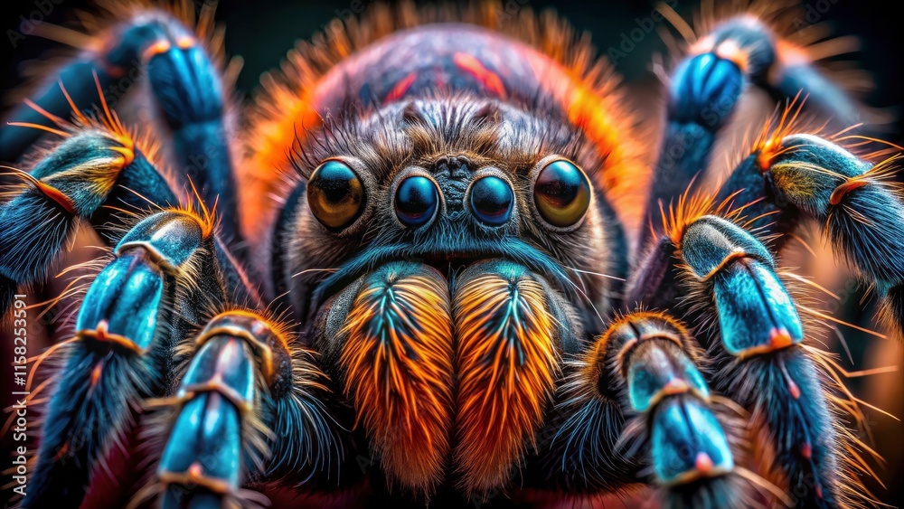 Fototapeta premium AI crafted macro shot: detailed birdeater tarantula, incredibly high-resolution close-up.