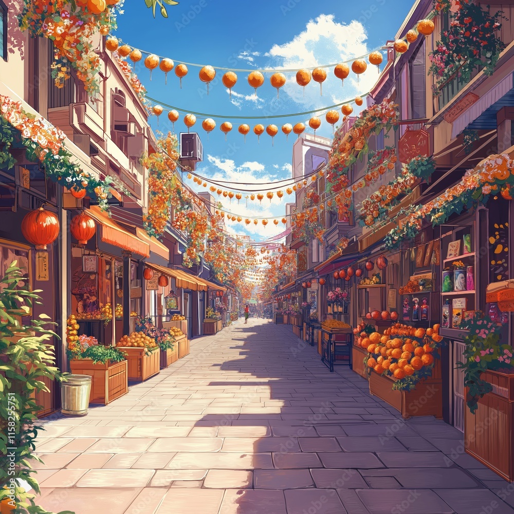 Fototapeta premium nice chinese new year theme for greeting cards or anime background
