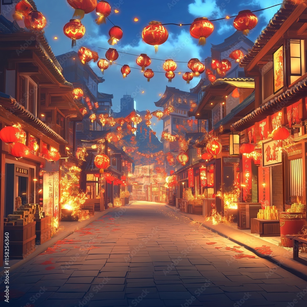 Obraz premium nice chinese new year theme for greeting cards or anime background