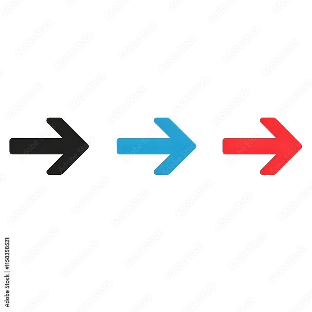 Arrow Flat Icon in Black, Blue, and Red Arrow Flat Icon in Black, Blue, and Red