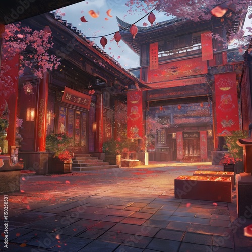 Obraz na płótnie nice chinese new year theme for greeting cards or anime background w salonie
