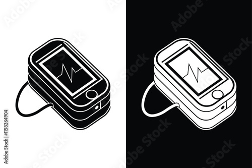 Glyph Icon of Pulse Oximeter. Vital Signs Monitoring Made Simple